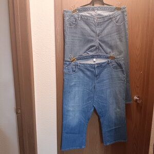 Old Navy women's plus size lot of 2 cropped capri ankle blue denim jeans sz 24